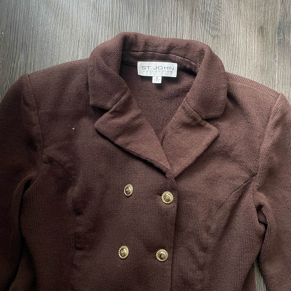 St. John Collection Chocolate Double-Breasted Bla… - image 2